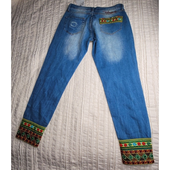 NWT Desigual "Ethnic Ankle" Embroidered Jeans size 27 - Picture 9 of 10